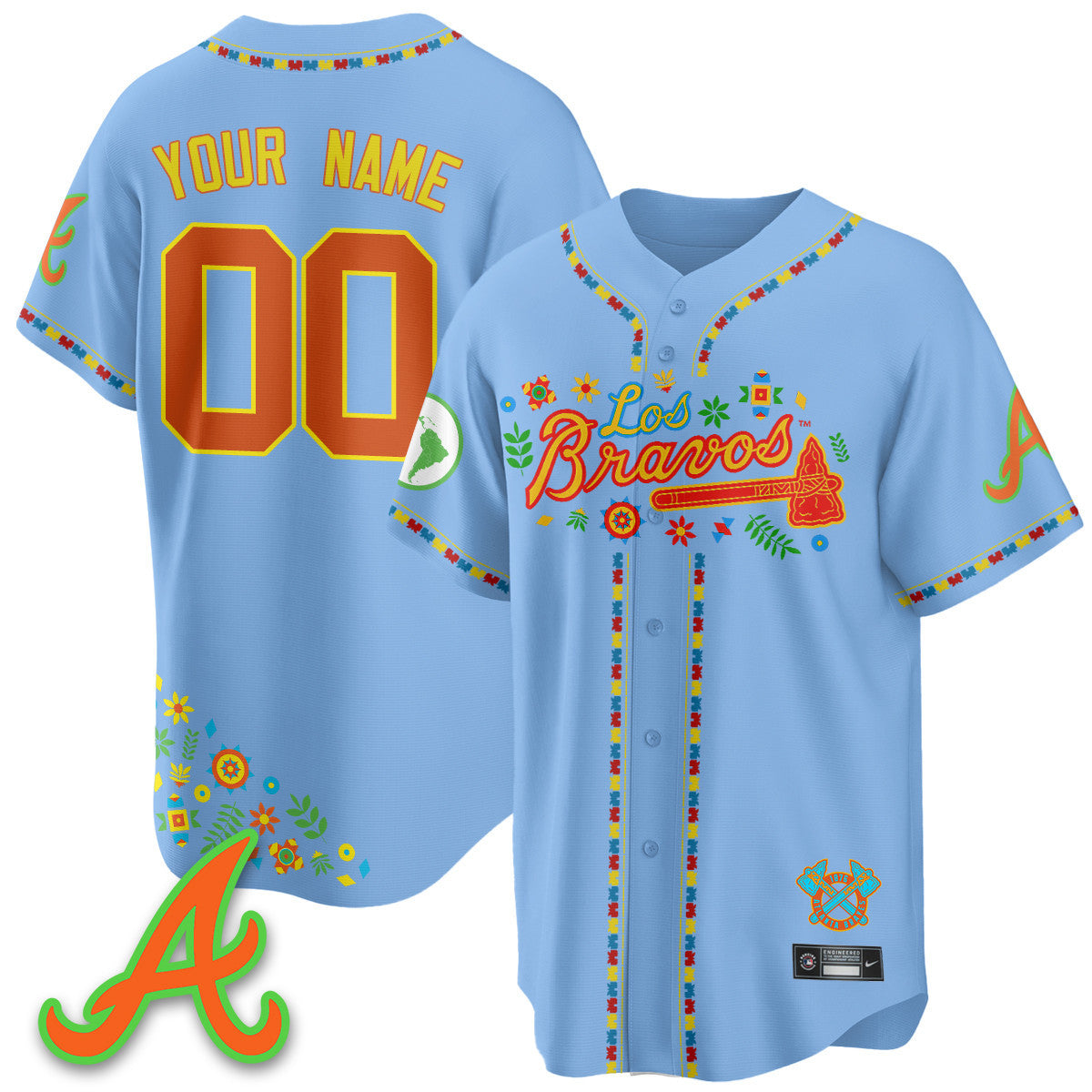 Custom Atlanta Braves 2025 "Los Bravos" Jersey - All Stitched