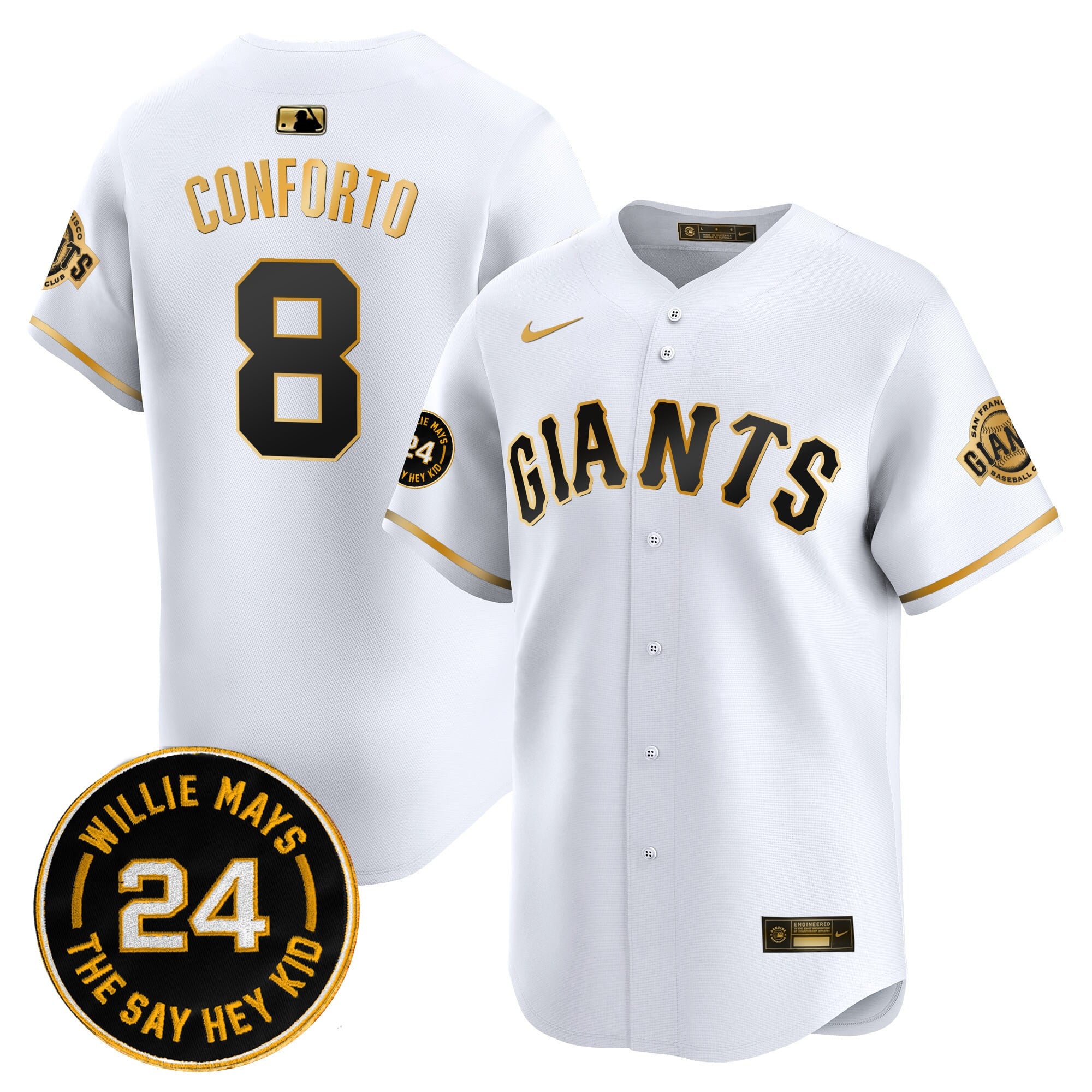 Men's San Francisco Giants 2025 Willie Mays Patch Vapor Premier Limited Jersey - All Stitched